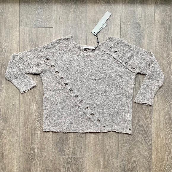 Anthropologie One Grey Day Grace Sweater Merino Wool Knit Marle Heathered XS - Picture 2 of 16